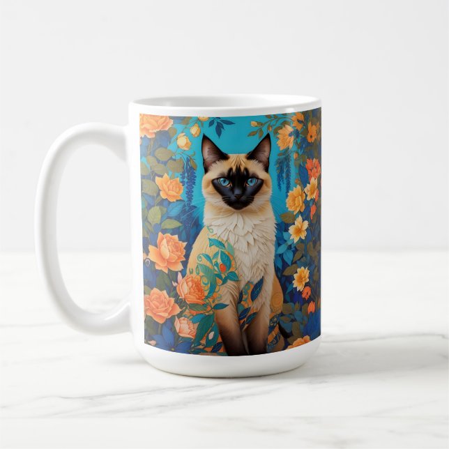 Färgfläckig blå siamesisk katt botaniska Garden Kaffemugg (Vänster)