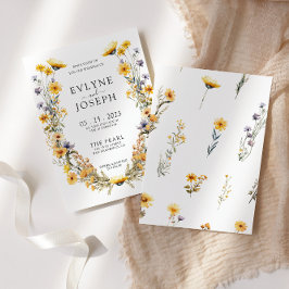 Färgfläckig Blommigt av Wildblomma Bröllop Inbjudningar