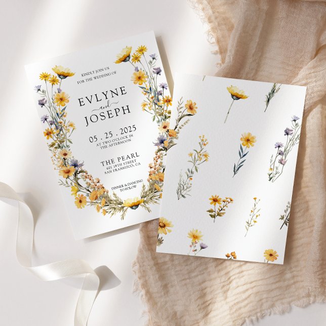 Färgfläckig Blommigt av Wildblomma Bröllop Inbjudningar (Skapare uppladdad)