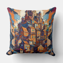 Färgfläckig Byggnad Kudde