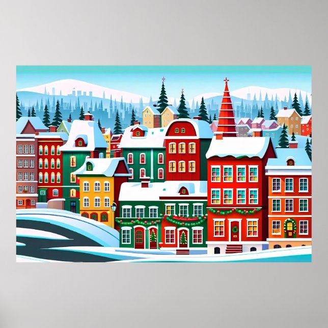 Färgfläckig byggnad poster (Framsidan)