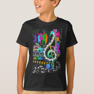 Färgfläckig Clef Music Note Musician Pianist T Shirt