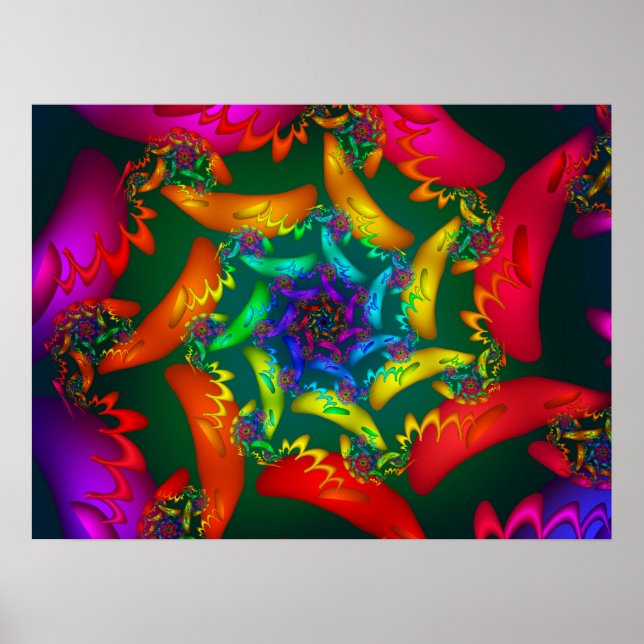 Färgfläckig factal Spiral Poster (Framsidan)