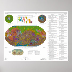 Färgfläckig falsk Färg Karta i Mars Poster