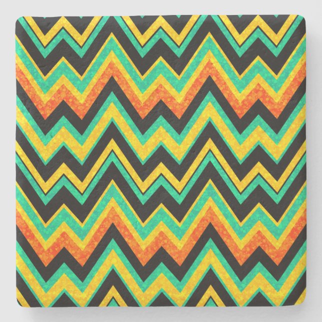 Färgfläckig faux glitter chevron zigzag geometrisk underlägg sten (Framsidan)