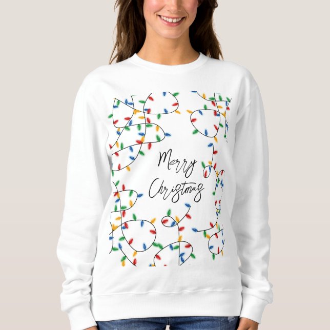 Färgfläckig Festive God jul Ljus Mönster T Shirt (Framsida)