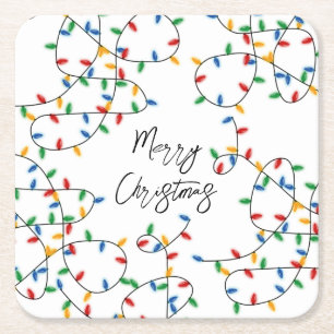 Färgfläckig Festive God jul Ljus Mönster Underlägg Papper Kvadrat