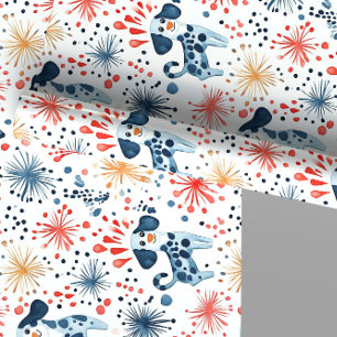 Färgfläckig Festive Hundar Mönster Presentpapper