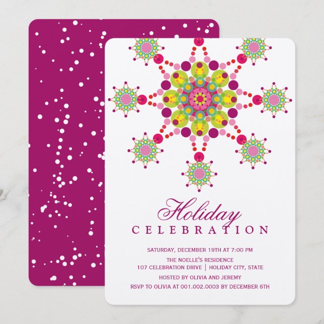 Färgfläckig Festive Star-Elegant Julfest Inbjudan (Fram/baksida)