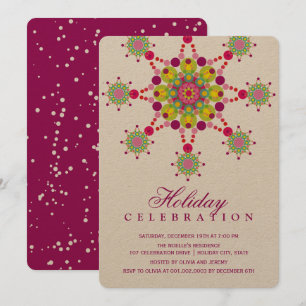 Färgfläckig Festive Star-Elegant Julfest Inbjudan