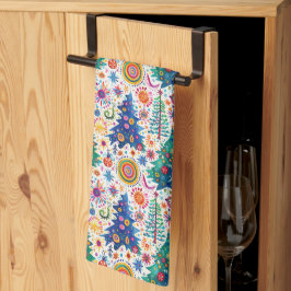 Färgfläckig Festive Träd Mönster Kökshandduk