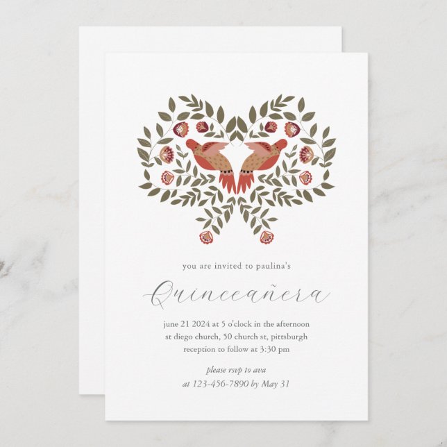 Färgfläckig Fiesta Blommigt Quinceañera Inbjudningar (Fram/baksida)