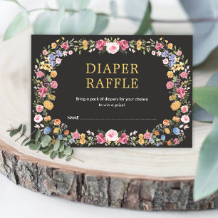 Färgfläckig fiesta Wildblomma Garden Diaper Raffle Tilläggskort
