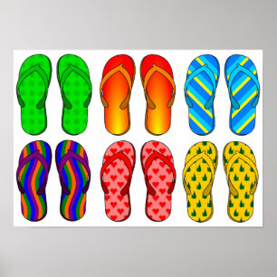 Färgfläckig Flinflip flops för Bright Beach Poster