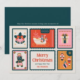 Färgfläckig Frimärke God jul Hälsning Julkort