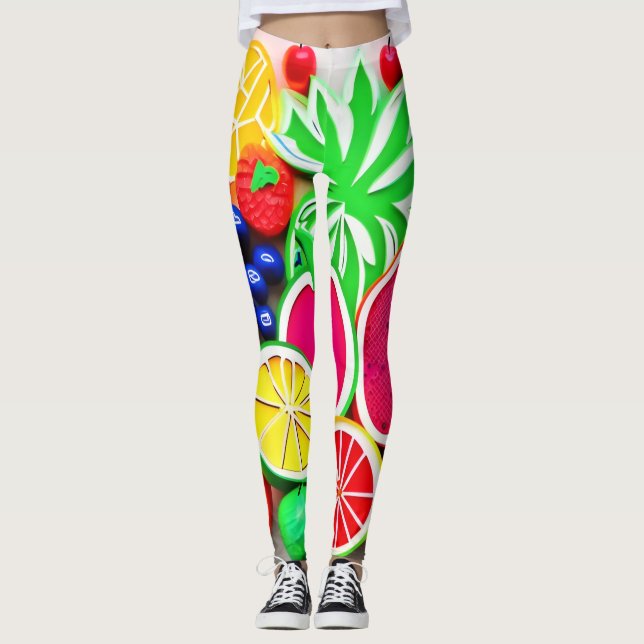 Färgfläckig frukt leggings (Framsida)