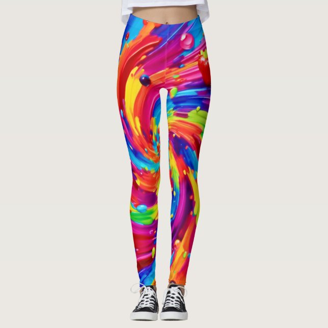 Färgfläckig frukt, vortex leggings (Framsida)