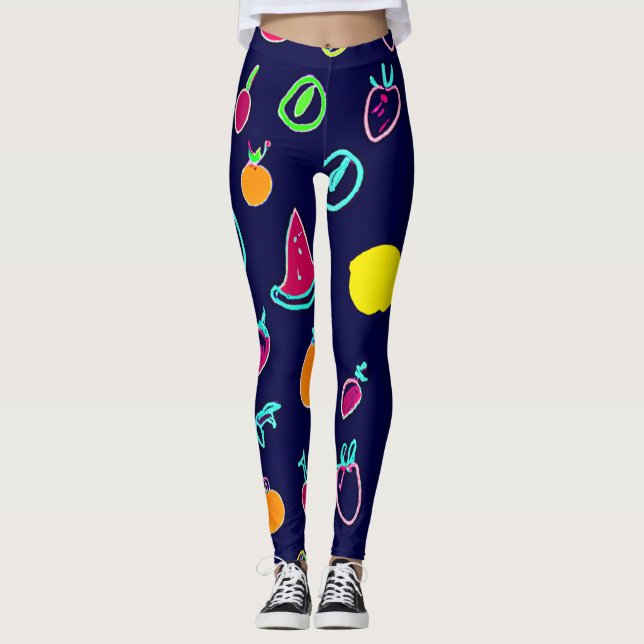 Färgfläckig fruktfantasisk design leggings (Framsida)
