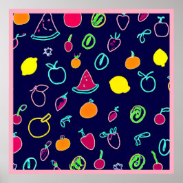 Färgfläckig fruktfantasisk design poster