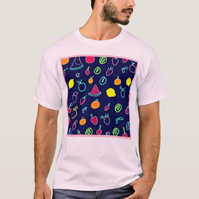 Färgfläckig fruktfantasisk design t shirt (Framsida)