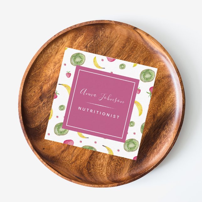 Färgfläckig fruktnäring, Social Media och QR-kod Fyrkantigt Visitkort (Skapare uppladdad)