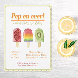 Färgfläckig fruktpopulation Sommarfödelsedag Inbjudningar