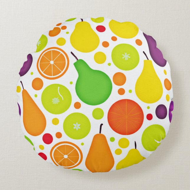 Färgfläckig fruktsam vibrance Mönster Art Rund Kudde (Framsidan)