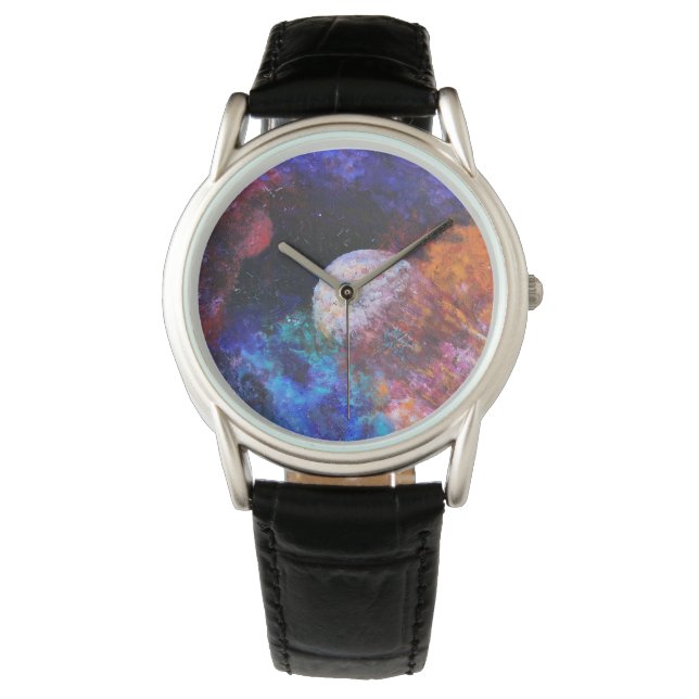Färgfläckig Galaxy Rymden Painting Coola Manar Armbandsur (Framsida)