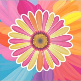 Färgfläckig Gerbera Daisy Blommigt Sticker Klistermärken