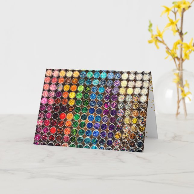 Färgfläckig Glitter Sequin Grattis på födelsedagen Kort (Gul blomma)