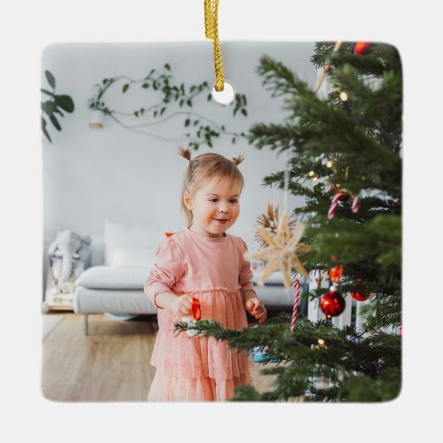 Färgfläckig God jul för Bright Photo Julgransprydnad Keramik (Framsida)