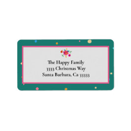Färgfläckig, god Rosa i Bright-Grönt vid jul Adressetikett