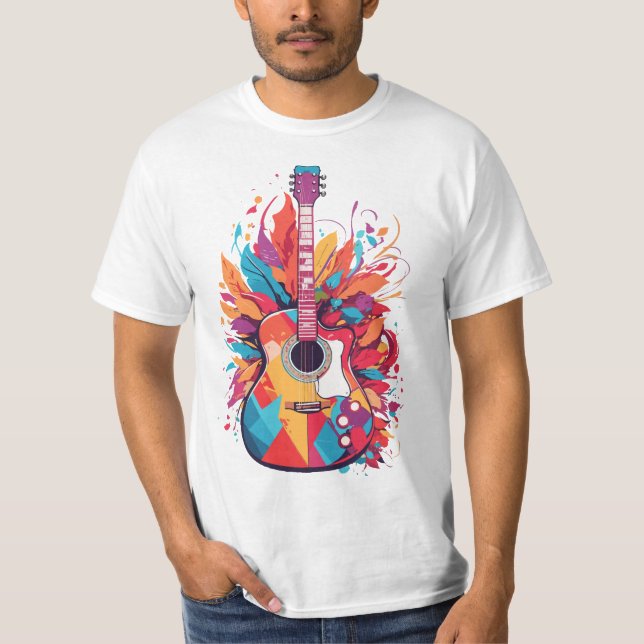 Färgfläckig Guitar Stänk Art Clip Art Art med AI-s T Shirt (Framsida)