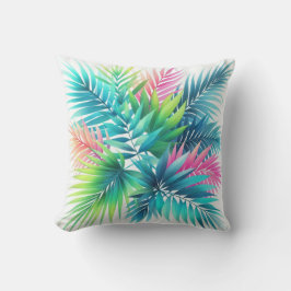 Färgfläckig Handflatan-Löv Rosa Teal Blue-Grönt Kudde