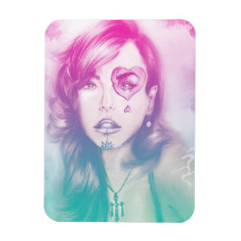 Färgfläckig hjärt-öga-flicka Photo Magnet - Regnbå