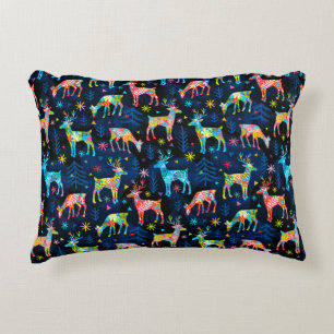 Färgfläckig Hjort Chrismas Träd Forest Star Snöfli Prydnadskudde