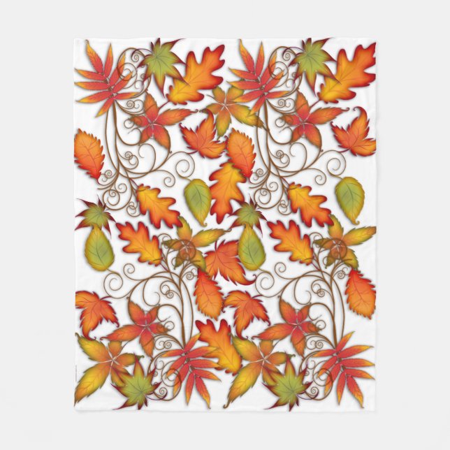 Färgfläckig Höst löv Fleecefilt (Framsidan)