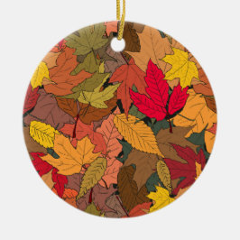 Färgfläckig höst löv julgransprydnad keramik