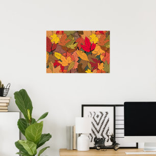 Färgfläckig höst löv poster