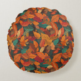 Färgfläckig Höst löv Rund Kudde