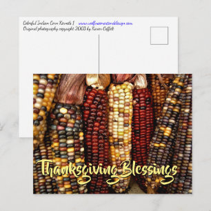 Färgfläckig indisk Maj Kernels Photo Thanksgiving Vykort