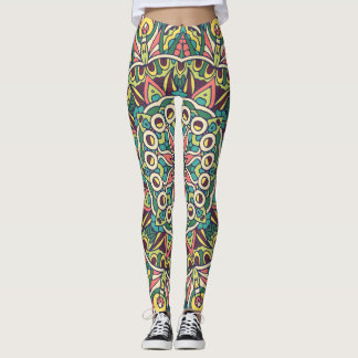 Färgfläckig indisk mexikansk etisk orientalisk Mat Leggings