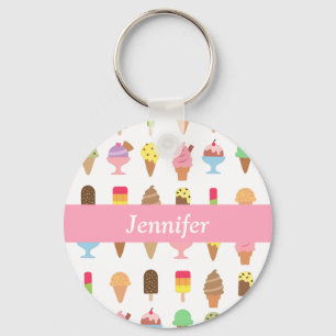 Färgfläckig iskräm Desserts Girls Namn Keychain Nyckelring