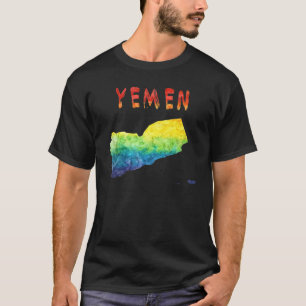 Färgfläckig isolerad Jemen karta i vattenfärgen Co T Shirt