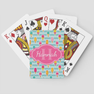 Färgfläckig ispap Mönster med Rosa Monogram Casinokort