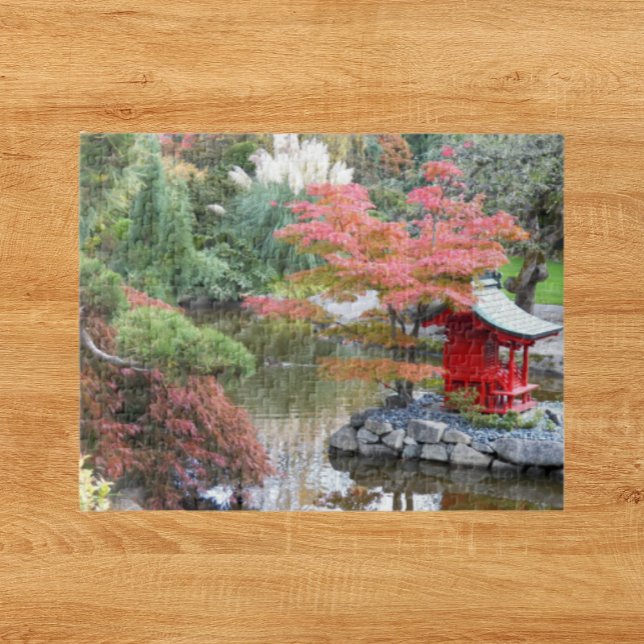 Färgfläckig japansk trädgårdsscen liggande pussel (In Situ)