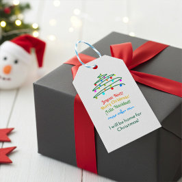 Färgfläckig Joyous Internationell God jul Träd Presentetikett