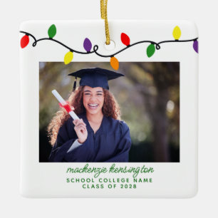 Färgfläckig julfoto i Ljus Studenten Julgransprydnad Keramik