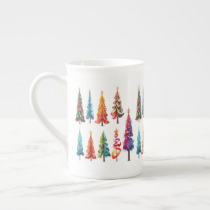 Färgfläckig Julgranar Benporslin Mugg