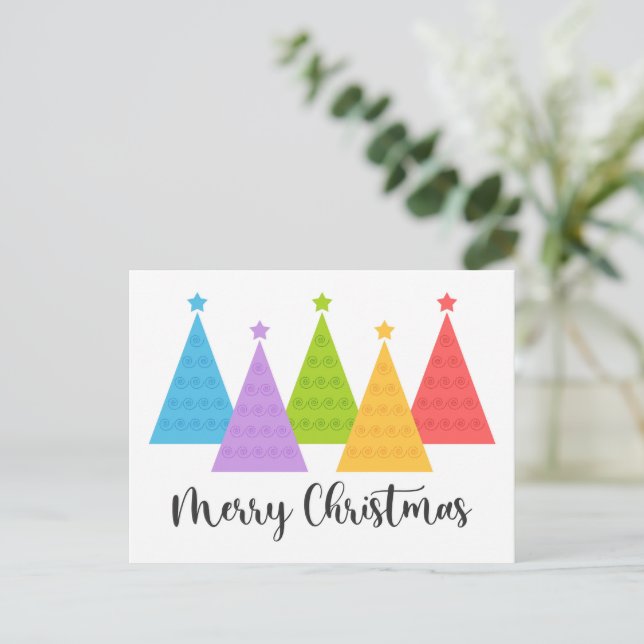 Färgfläckig Julgranar Vykort (Stående Fram)